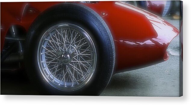 1960 Acrylic Print featuring the photograph 1960 Ferrari 246 Dino Front Wheel by John Colley