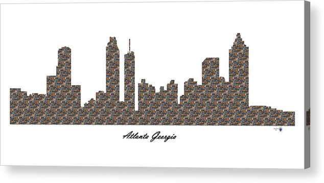 Fine Art Acrylic Print featuring the digital art Atlanta Georgia 3D Stone Wall Skyline by Gregory Murray