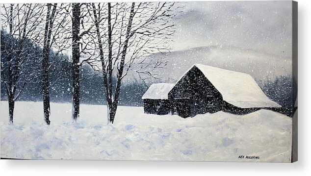 Snow Acrylic Print featuring the painting Barn Storm by Ken Ahlering