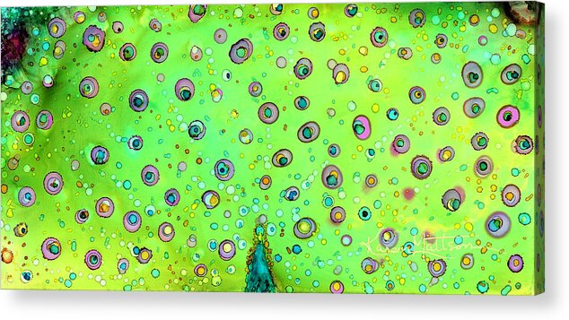 Colorful Acrylic Print featuring the painting Colorful Peacock by Karen Mattson