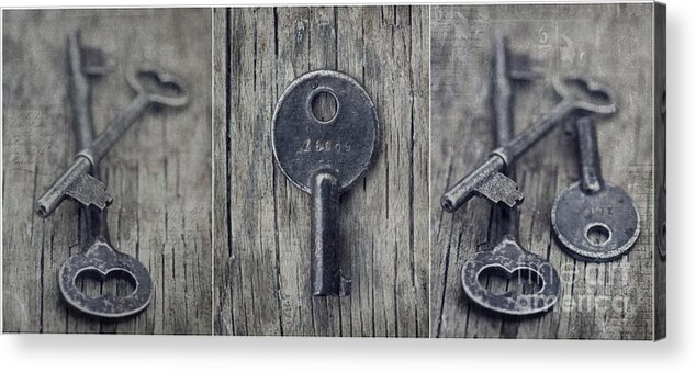 Keys Acrylic Print featuring the photograph decorative vintage keys I by Priska Wettstein