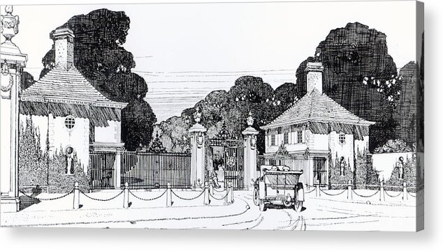 Brooklandwood Acrylic Print featuring the drawing Entrance to Brooklandwood by Thomas Hayton Mawson