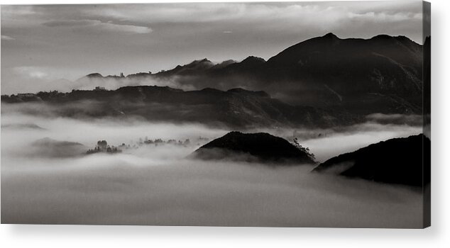 Landscape Acrylic Print featuring the photograph Fog in the Malibu Hills by Joe Doherty