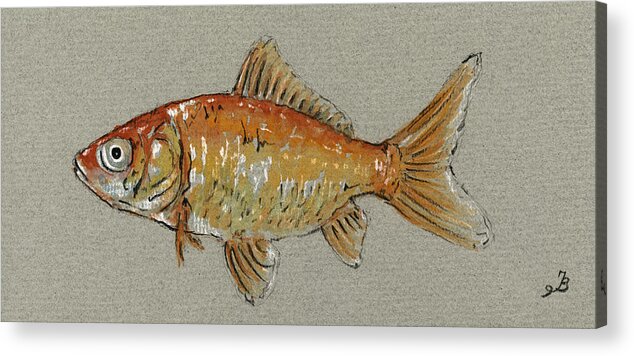 Wildlife Acrylic Print featuring the painting Gold fish by Juan Bosco