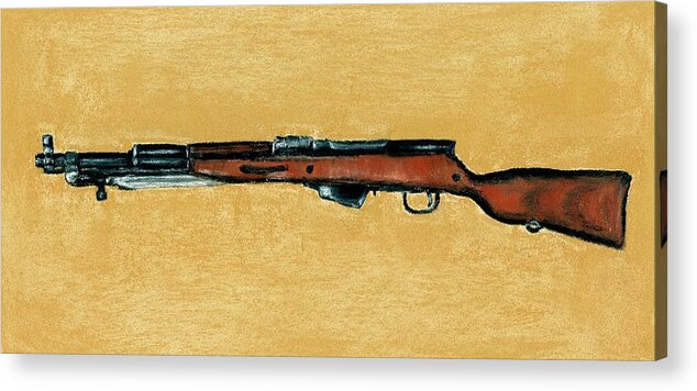 Malakhova Acrylic Print featuring the painting Gun - Rifle - SKS by Anastasiya Malakhova