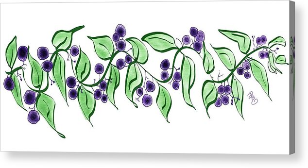 Background Acrylic Print featuring the digital art Huckleberry branch by Debra Baldwin