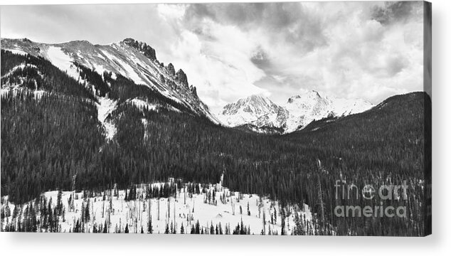 Never Summer Wilderness Acrylic Print featuring the photograph Never Summer Wilderness Area Panorama BW by James BO Insogna
