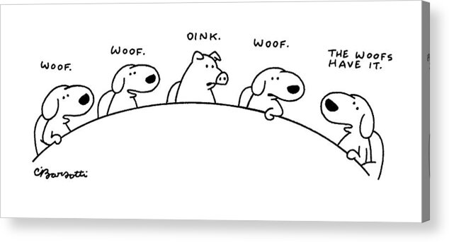 Animals Acrylic Print featuring the drawing New Yorker August 11th, 1997 by Charles Barsotti