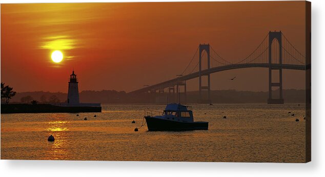 Newport Acrylic Print featuring the photograph Newport Sunset by Lou Ford