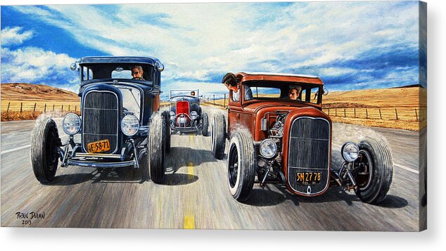 Hot Rod Acrylic Print featuring the painting Riff Raff Race 3 by Ruben Duran