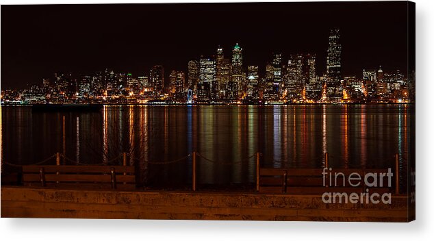 Seattle Acrylic Print featuring the photograph Seattle At Night by Eddie Yerkish