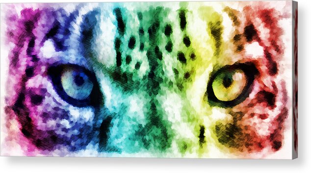 Eyes Acrylic Print featuring the mixed media Snow Leopard Eyes 2 by Angelina Tamez