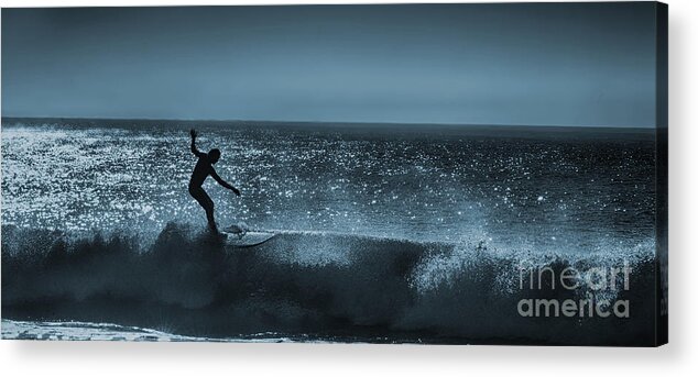 Surf Acrylic Print featuring the photograph Surfs Up Panoramic by Dan Friend