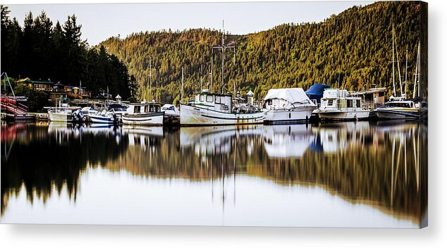 Egmont Acrylic Print featuring the photograph Wilderness Fishing Boats by Tony Locke