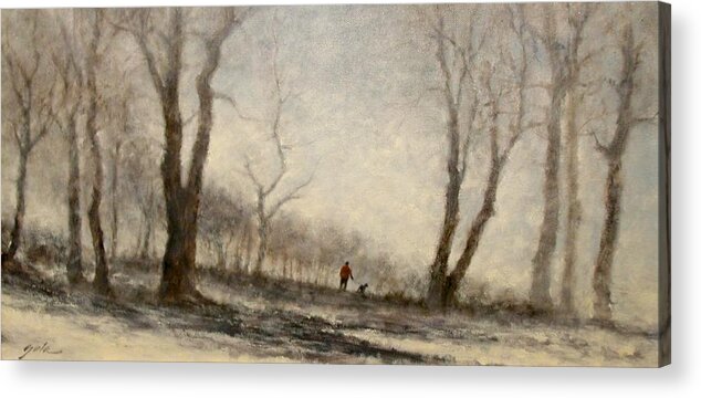 Landscape Acrylic Print featuring the painting Winter Walk by Jim Gola
