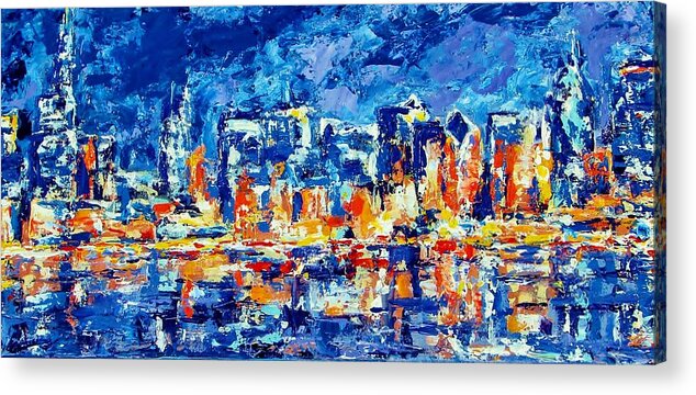 Chicago Acrylic Print featuring the painting Chicago Lake front by Kat Griffin