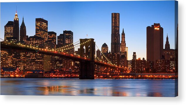 Brooklyn Bridge Acrylic Print featuring the photograph New York Twilight by Andria Patino
