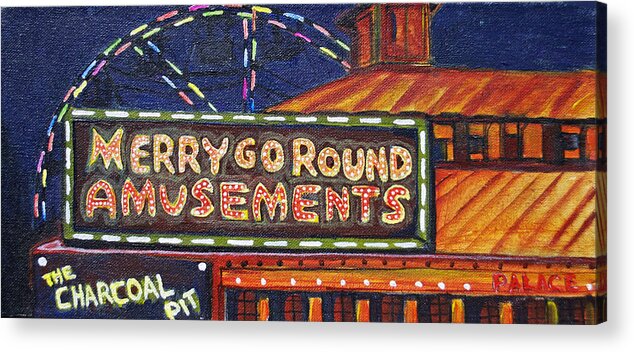 Asbury Park Acrylic Print featuring the painting Night Merry's by Patricia Arroyo