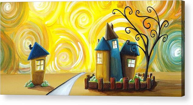 Neighborhood Acrylic Print featuring the painting The Gated Community by Cindy Thornton