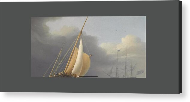 Dominic Serres (british 1722-1793) Coastal Shipping In Rough Seas Acrylic Print featuring the painting Coastal shipping in rough seas by MotionAge Designs