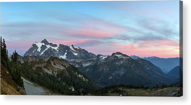 Mountains Acrylic Print featuring the photograph North Cascades Sunset Featuring Mount Shuksan #1 by Michael Russell