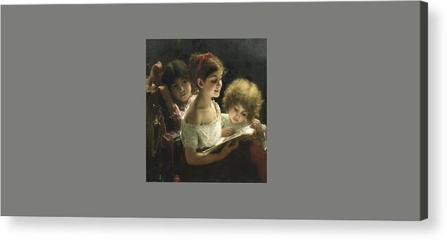 Alexei Alexeevich Harlamoff (russian Acrylic Print featuring the painting The story book by Alexei Alexeevich