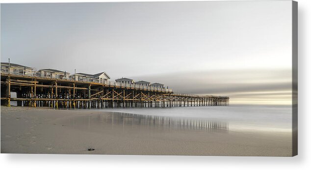 Beach Acrylic Print featuring the photograph Sunset at Pacific Beach Pier - Crystal Pier - Mission Bay, San D #5 by Ryan Kelehar
