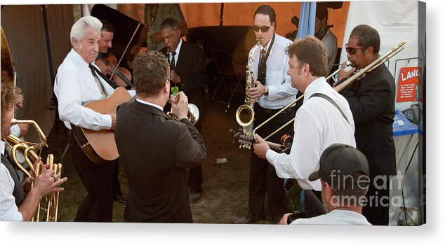 Bonnaroo; Bonnaroo Music Festival; Tickets; Manchester; Tennessee; Photos; Pictures; Photography; Festival; Pics; Band; Backstage; The Del Mccoury Band; Preservation Hall Jazz Band; Del Mccoury; Del Mccoury Band Acrylic Print featuring the photograph The Del McCoury Band and the Preservation Hall Jazz Band Backstage at Bonnaroo #8 by David Oppenheimer