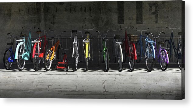 Bicycle Acrylic Print featuring the digital art Bike Rack by Cynthia Decker