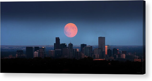 Blood Acrylic Print featuring the photograph Blood Moon Over Denver by Brian Gustafson
