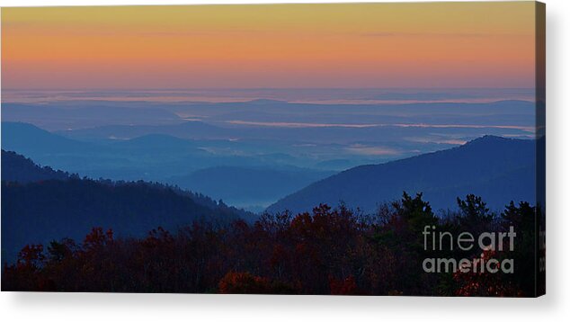 Blue Ridge Acrylic Print featuring the photograph Blue Ridge Sunrise Panorama I by Karen Jorstad