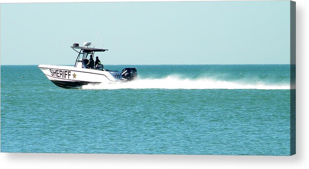 Paradise Acrylic Print featuring the photograph Boat Police by Sean Allen