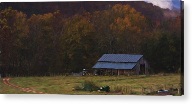 Fall Acrylic Print featuring the painting Boxley Valley Farm by Jonas Wingfield