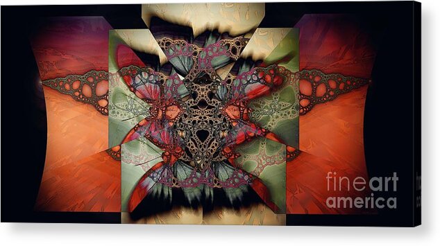 Butterfly Effect Acrylic Print featuring the digital art Butterfly Effect 2 / Vintage Tones by Elizabeth McTaggart