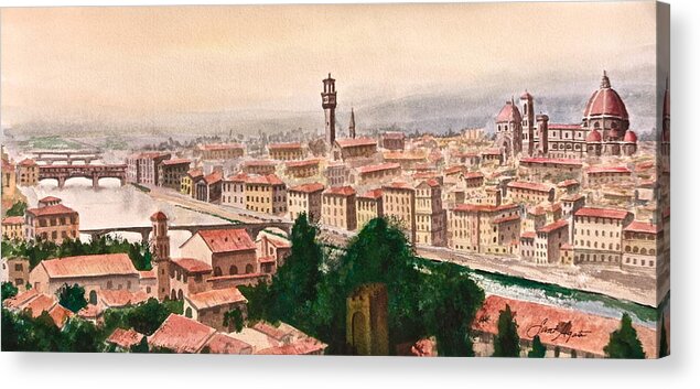 Florence Acrylic Print featuring the painting Florentine Panorama by Frank SantAgata
