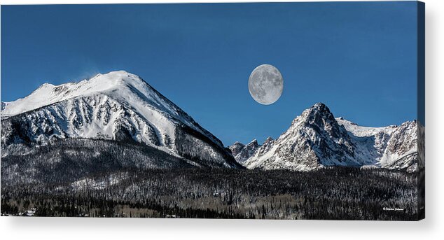 Full Moon Acrylic Print featuring the photograph Full Moon Over Silverthorne Mountain by Stephen Johnson