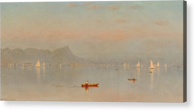 Sanford Robinson Gifford Acrylic Print featuring the painting Haverstraw Bay. Shad fishing on the Hudson by Sanford Robinson Gifford