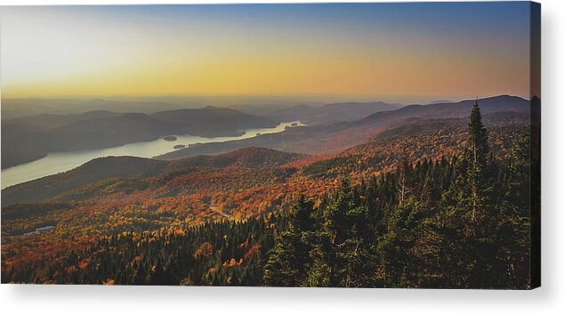 Aerial Acrylic Print featuring the photograph Lake Tremblant at Sunset by Andy Konieczny