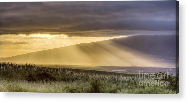 Rays Of Light Acrylic Print featuring the photograph Maui Sunset God Rays by Dustin K Ryan
