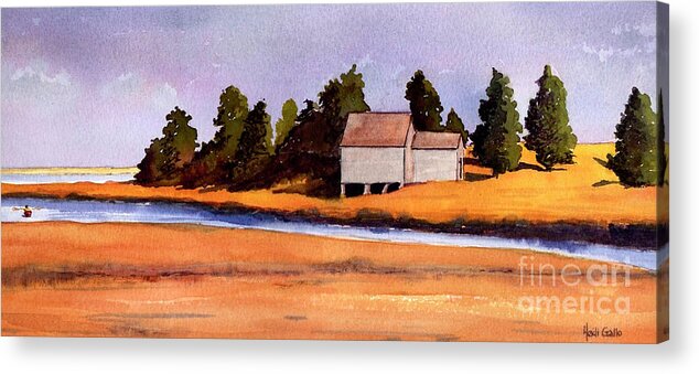 Eastham Acrylic Print featuring the painting Nauset Marsh Boathouse, Fall by Heidi Gallo