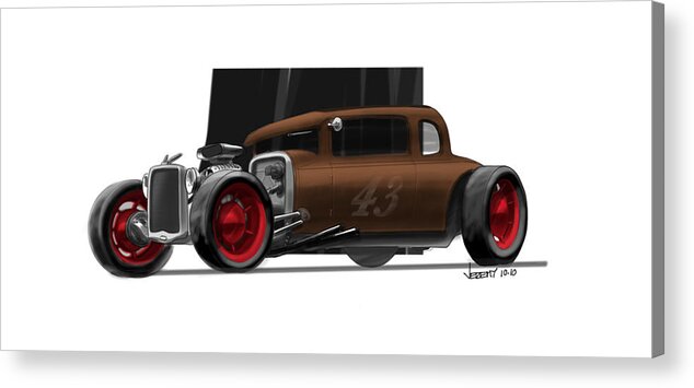 Hot Rod Acrylic Print featuring the drawing OG Hot Rod by Jeremy Lacy