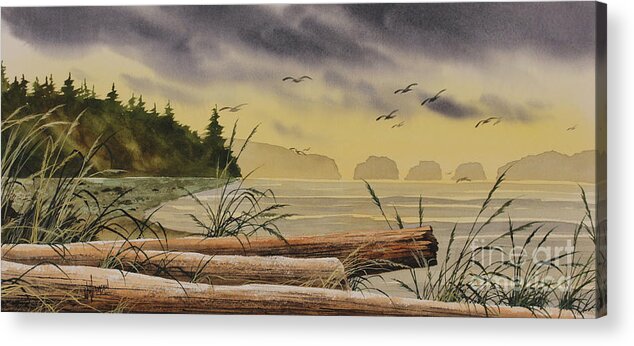 Olympic Acrylic Print featuring the painting Olympic Seashore Sunset by James Williamson