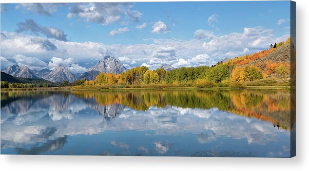 Oxbow Acrylic Print featuring the photograph Oxbow Fall Pano by Ronnie And Frances Howard