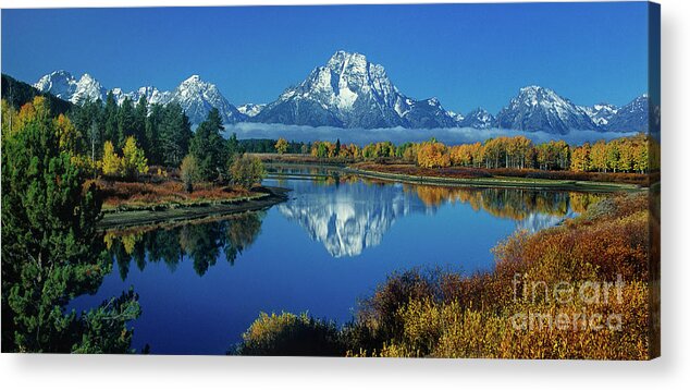 Dave Welling Acrylic Print featuring the photograph Panorama Oxbow Bend Grand Tetons National Park Wyoming by Dave Welling