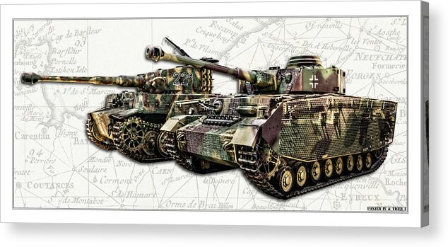 Panzer Vi Acrylic Print featuring the photograph Panzer IV and Tiger Tanks W BG by Weston Westmoreland