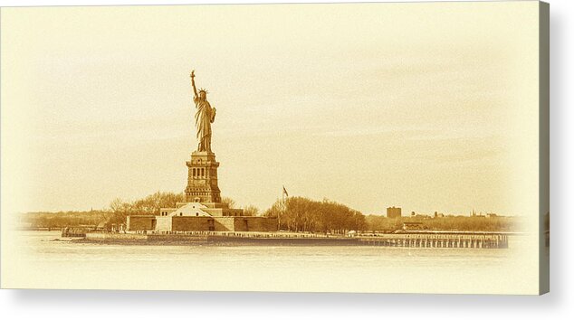United Acrylic Print featuring the photograph Statue of Liberty Old Yellow by Pelo Blanco Photo