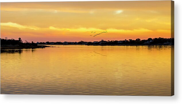 Sunset Acrylic Print featuring the photograph Sunset At Quogue Long Island by Cathy Kovarik