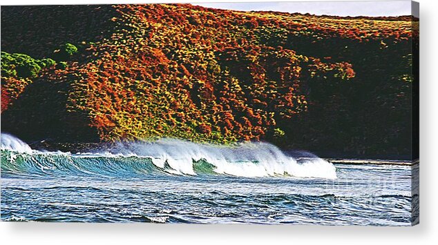 Surfing The Island Acrylic Print featuring the photograph Surfing the Island by Blair Stuart