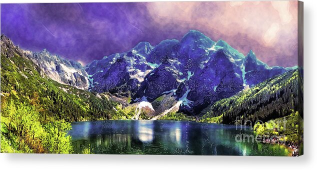Morskie Oko Acrylic Print featuring the painting Tatra mountains by Justyna Jaszke JBJart
