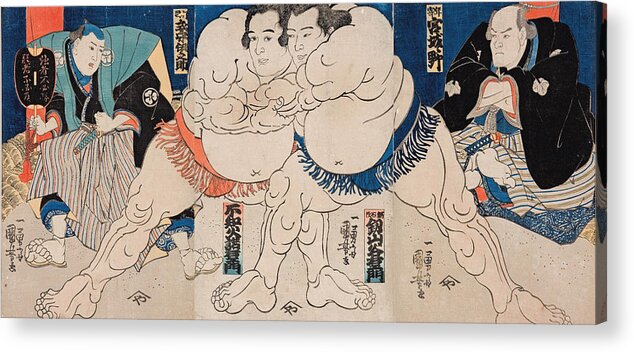 Japanese Acrylic Print featuring the painting The Sumo Wrestlers Shiranui Dakuemon by Utagawa Yoshifuji